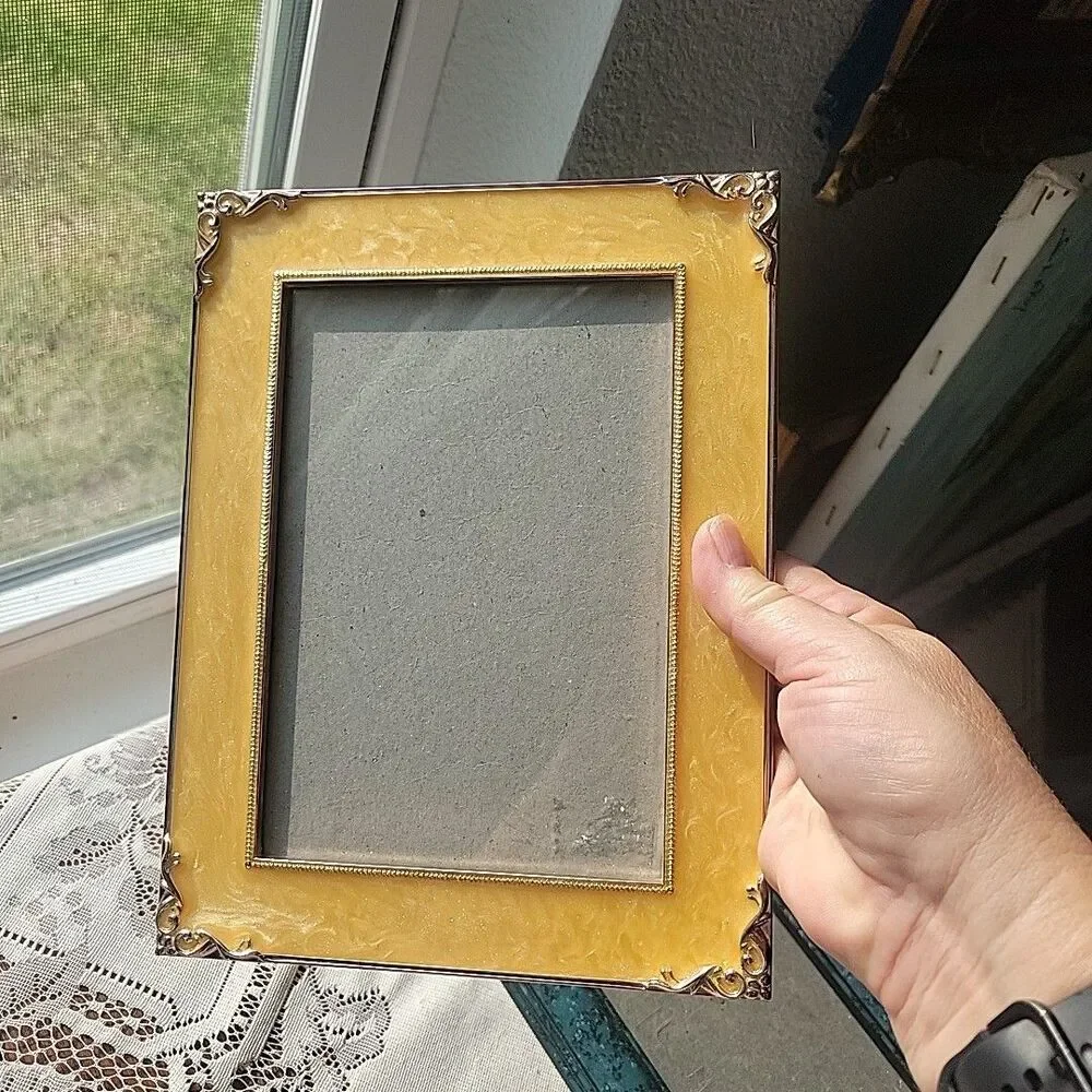 Vtg Lot of 4 Picture Frames Floral Enamel 80s style Chic Cottage Romantic Shabby
